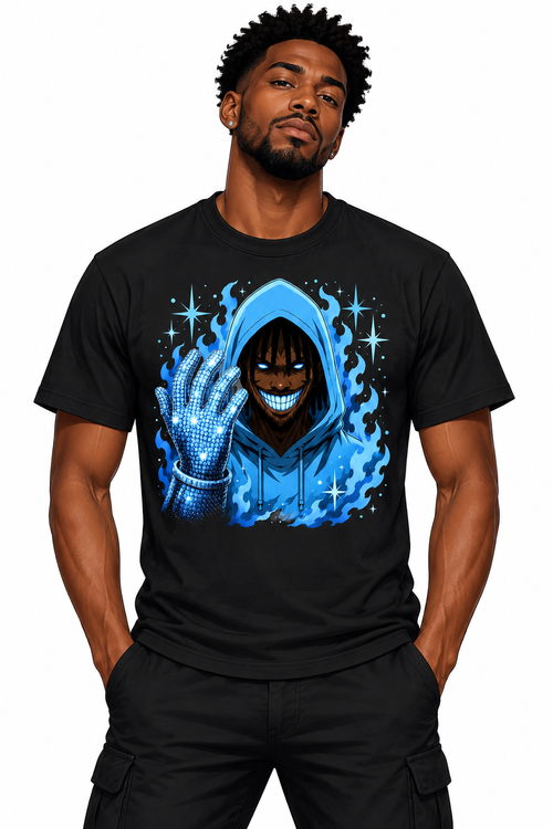 Iceman Grinlocke Aura T-Shirt on illustrated man avatar